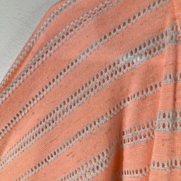 Womens Free People Batwing Stretch Stripe Top Peach White L Poly Rayon Linen Cot - Picture 6 of 9
